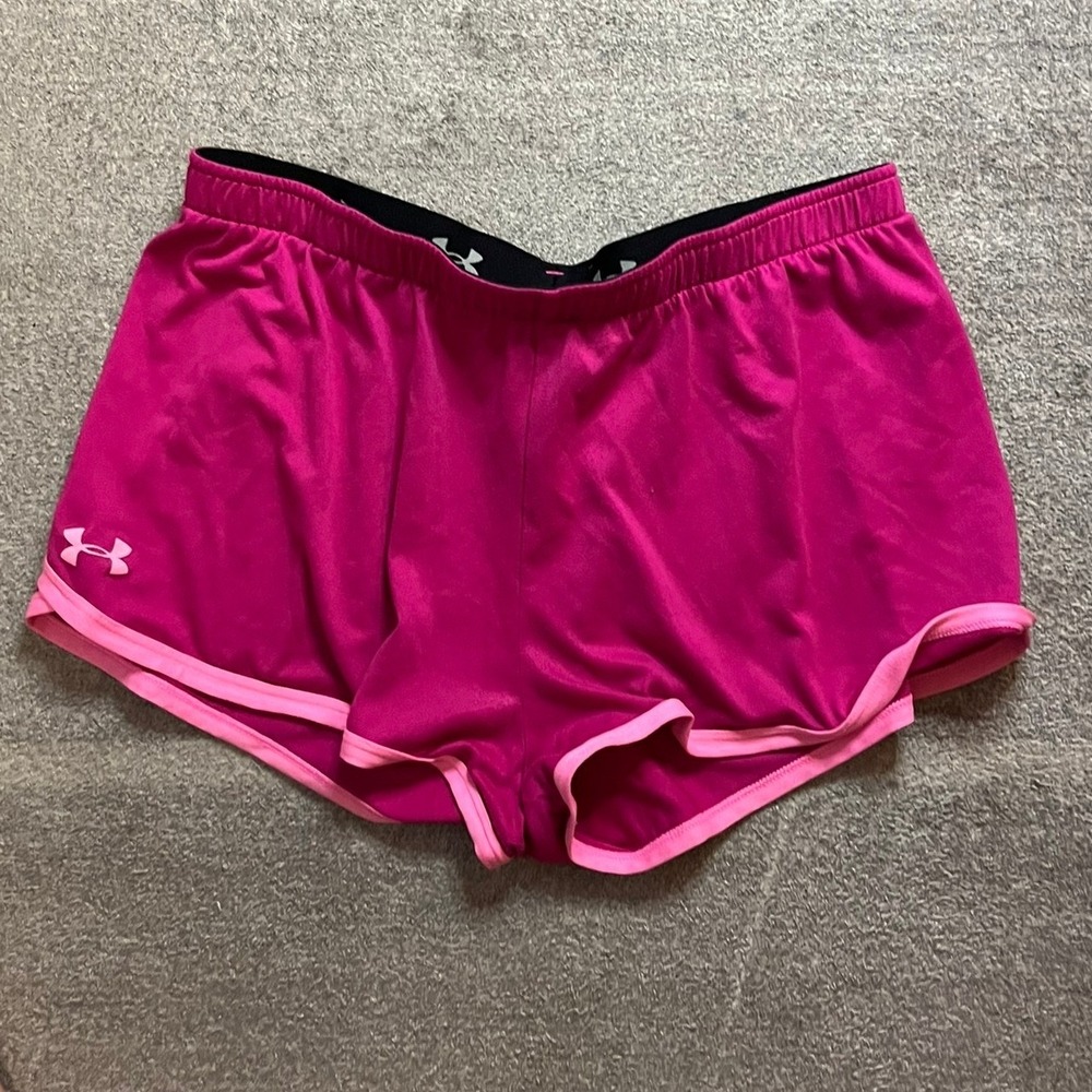 Under Armour Womens Fly By Running Shorts Pink Loose Fit Size Small SM P Barbie